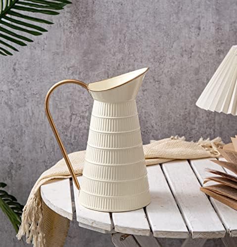 Elegant Cream Metal Pitcher Vase 108H
