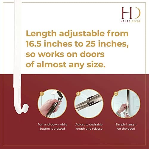 Haute Decor Adjustable Wreath Hanger - 2 Pack White