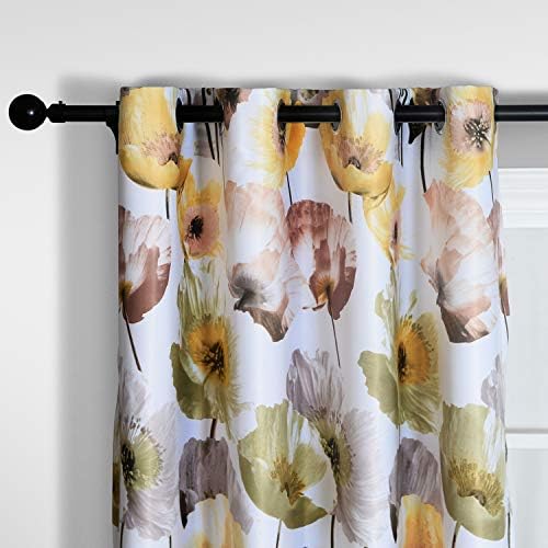 Melodieux Floral Curtains 2 Panels Yellow 63 Inch Length