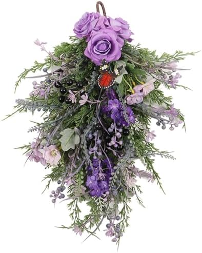 Artificial Lavender Wreath 20 Inch Purple Floral Wall Hanging