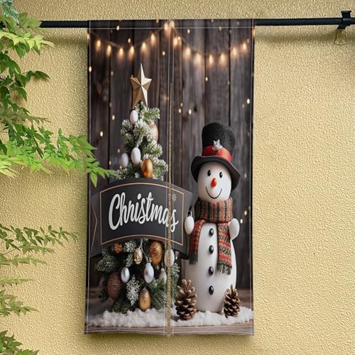 ChloropLastid Japanese Door Curtain Snowman Christmas Divider