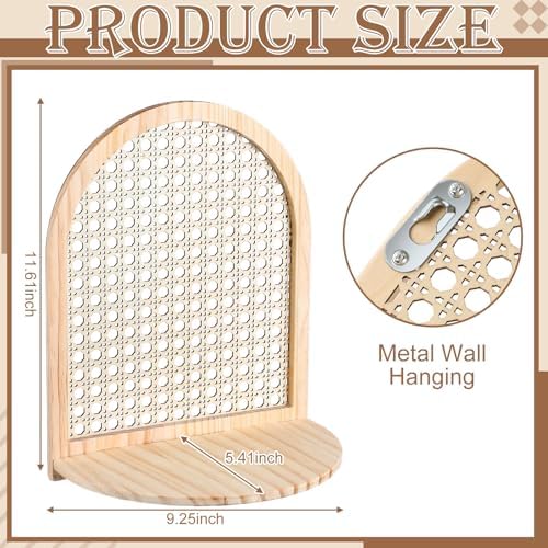 Karenhi 4 Pcs Boho Rattan Wall Shelf Decor
