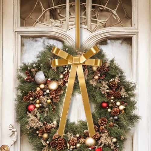 2 Pack Gold Metal Bow Wreath Hangers