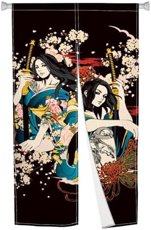 Japanese Style Door Curtain with Ukiyoe Pattern