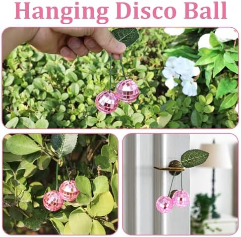 2Pcs Small Cherry Disco Ball Decor Pink