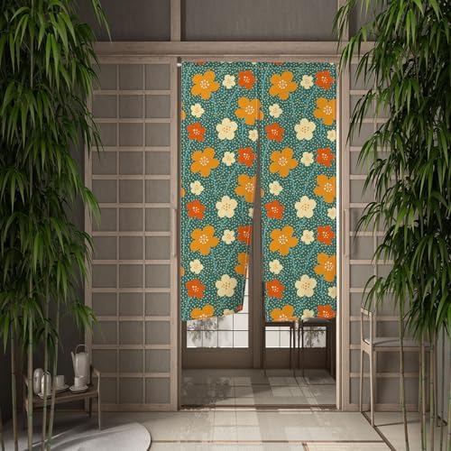 Leowefowa Retro Floral Door Curtain Panel