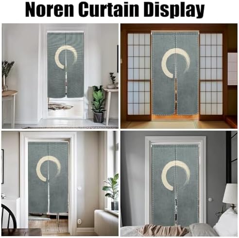 Japanese Noren Door Curtain Green Circle Print 34x60 Inches