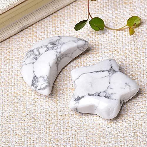 DOUKI 1Set White Turquoise Quartz Crystal Moon Shape Stone Decoration