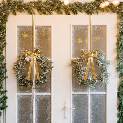 2 Pack Gold Metal Bow Wreath Hangers