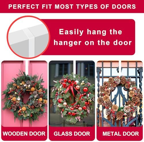 2 Pack Powder White Wreath Hangers for Front Door Windows