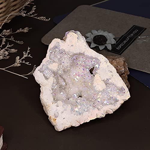Rockcloud White AB Crystal Geode for Home Office Decoration