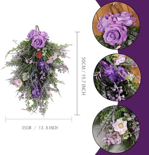 Artificial Lavender Wreath 20 Inch Purple Floral Wall Hanging