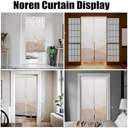 Japanese Noren Door Curtain Khaki Wave Design 34x48 Inches