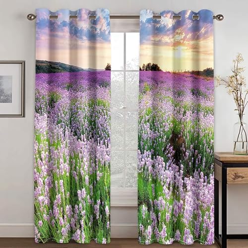 Homxi Blackout Curtains 2 Panels Set Grommet Flowers