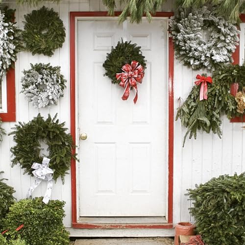 ZMCINER Adjustable Wreath Hanger for Front Door Silver