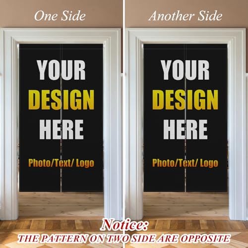 Leowefowa Custom Double Sided Noren Curtain Panel with Photo Text Logo