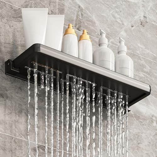 2 Pack Dark Gray Aluminum Foldable Wall Mounted Floating Shelves Set