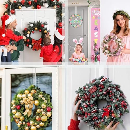 Emopeak 12 Inch Clear Wreath Hangers - 2 Pack Over Door Hooks