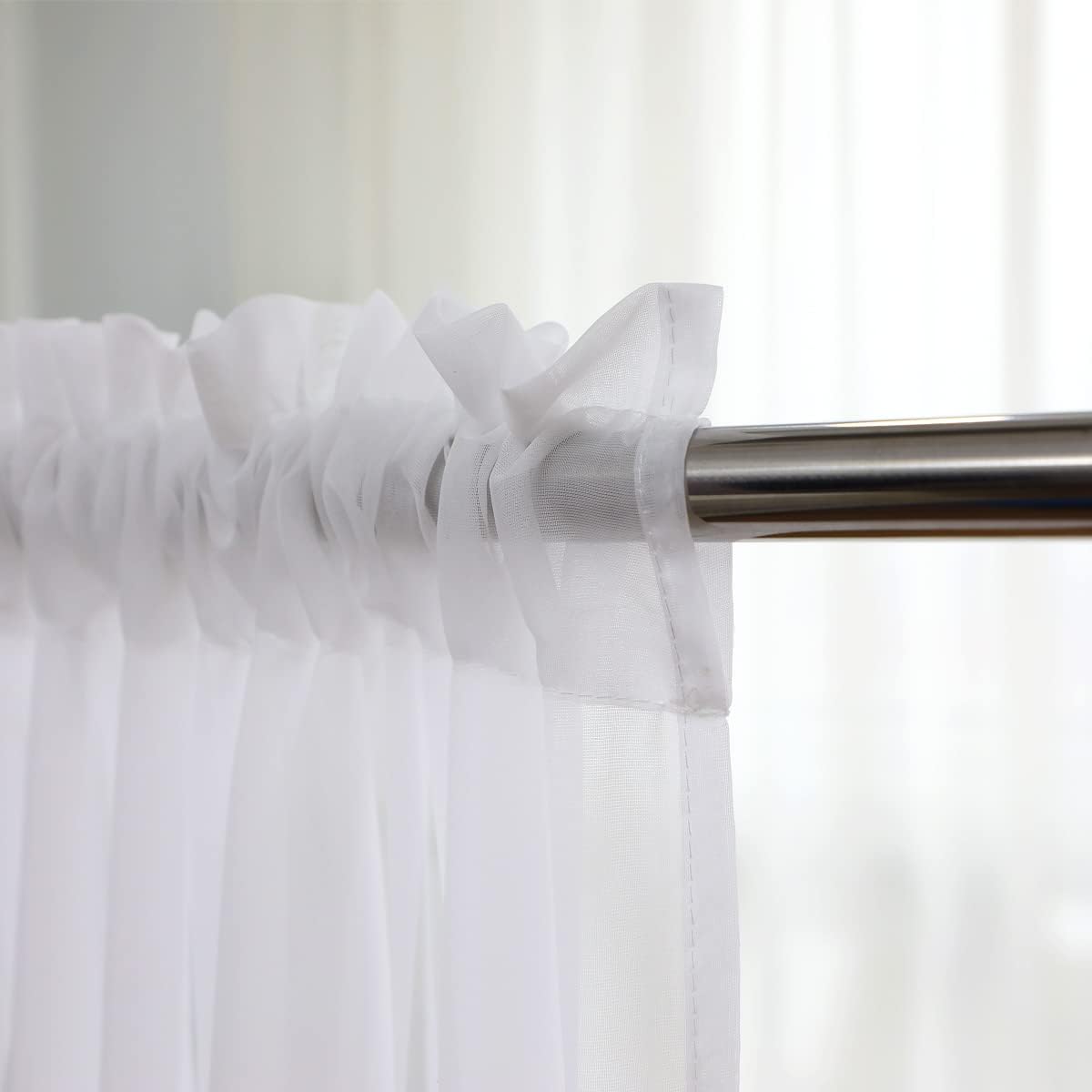 ABCHOME White Sheer Curtains 2 Panels 160 Inch Long Rod Pocket Voile Curtains
