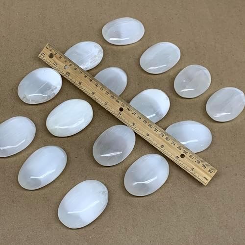 WatanGems 1pc Natural Selenite Palm-Stone Crystal Pillow Shape Collectible