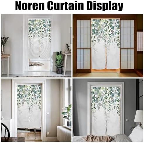 Japanese Noren Door Curtain Green Plants Print 335x709