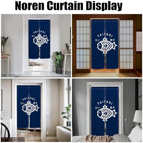 Traditional Japanese Noren Doorway Curtain with Taiyaki Print