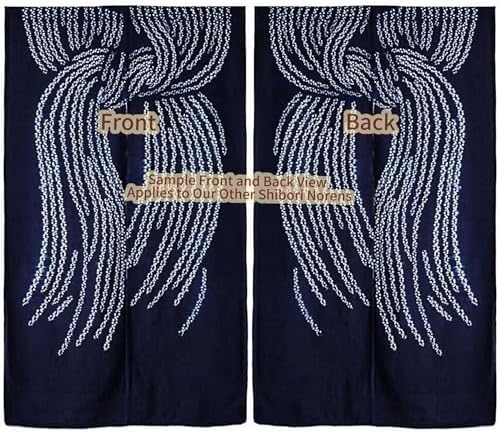 Hand Dyed Japanese Noren Curtain - Lucky Knot Indigo 335x59in