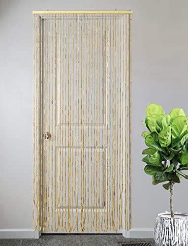 FlavorThings 36x79 inch Natural Wood Bamboo Beaded Curtain Room Divider