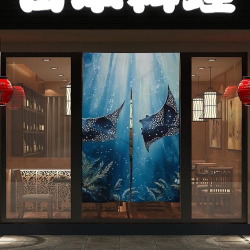 Manta Rays Ocean Noren Doorway Curtains Darkening Drapes Room Divider