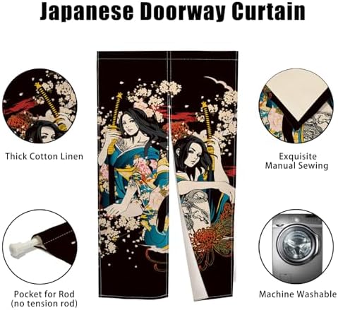 Japanese Style Door Curtain with Ukiyoe Pattern