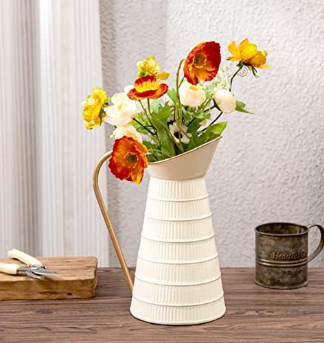 Elegant Cream Metal Pitcher Vase 108H