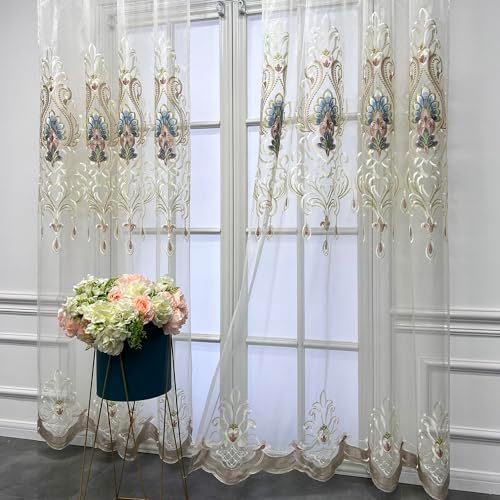 European Sheer Curtains 2 Panels W66 X L96 Inch