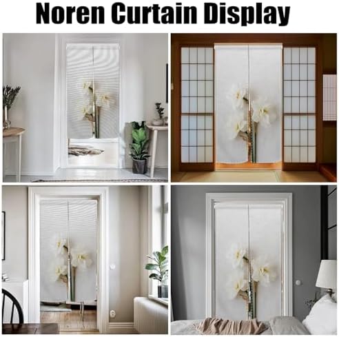 Japanese Noren Door Curtain with Bloomy Flower Print