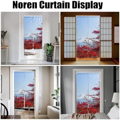 Japanese Style Door Curtain Red Maple Leaf Print 34x60 Inches