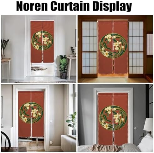 Japanese Style Door Curtain with Round Flowers Design 1