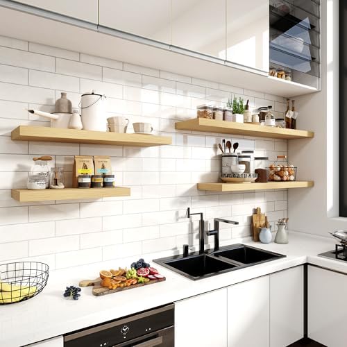 36 Inch Deep Floating Shelves 2 Pack Natural Finish