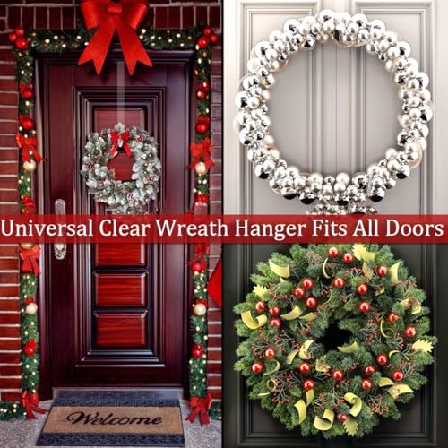 2 Pack Clear Wreath Hanger for Front Door