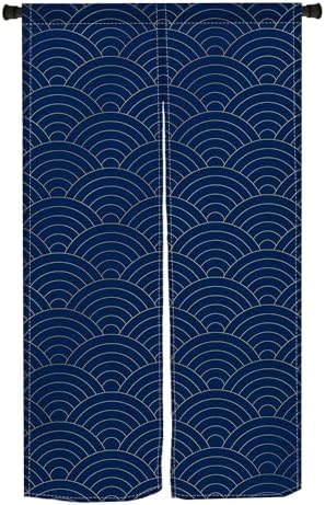 ChloropLastid Japanese Style Door Curtain Pure Blue