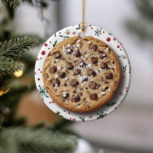 Chocolate Chip Cookie Design Ceramic Ornament for Christmas Tree