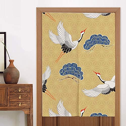 Ofat Home Japanese Noren Design Door Curtain Yellow Red