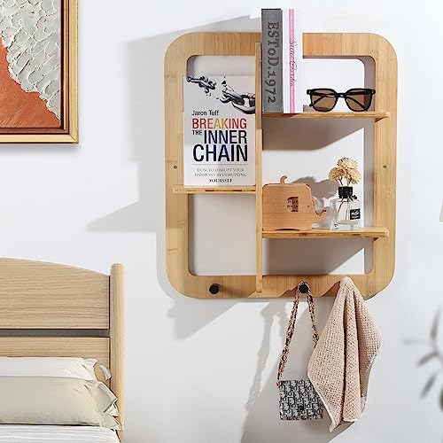 Proman Products Bamboo Floating Shelves with Hooks
