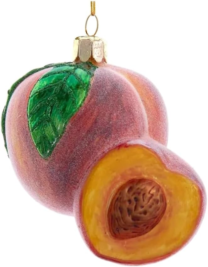 The Bridge Collection Glass Peach Ornament - Holiday Christmas Decor
