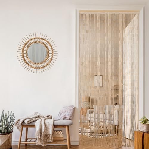 BECHAEO Bamboo Beaded Curtain for Doorway 355 x 75 Inches