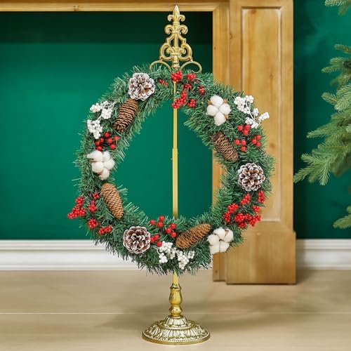 Adjustable Metal Wreath Stand with Wrought Iron Base