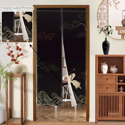Traditional Japanese Noren Door Curtain Red-Crowned Crane 335x472 Inch
