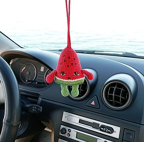 Watermelon Crochet Mirror Holder Cute Car Accessories Decor