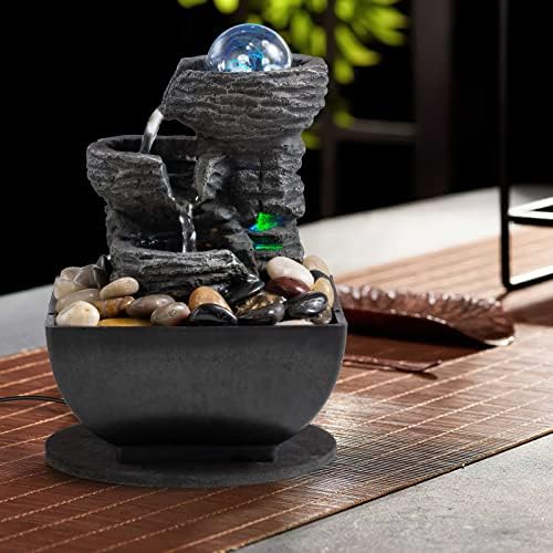 AMOOTEK Tabletop Fountain with LED Lights and Bubble Balls