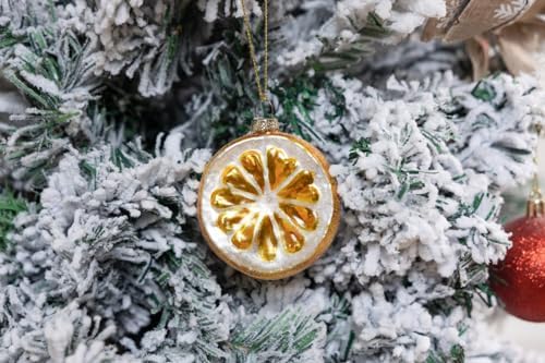2 Pack Hand Blown Glass Lemon Ornaments for Christmas Tree