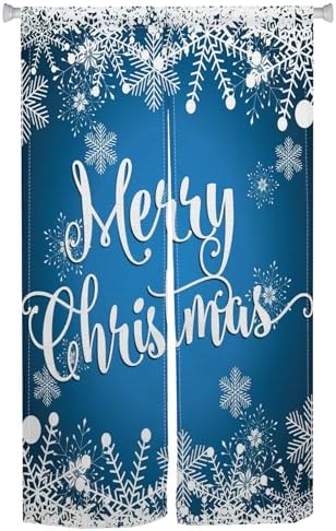 Blue Snowflake Christmas Noren Curtain 34x60