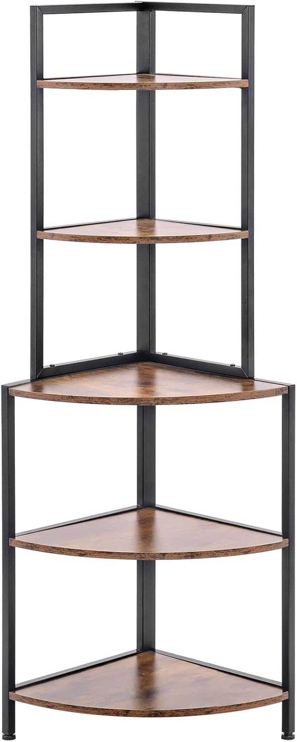 Apicizon 5 Tier Corner Shelf with Metal Frame